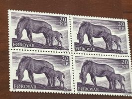 Briefmarken Färöer 1993, Viererblock mit Pferden