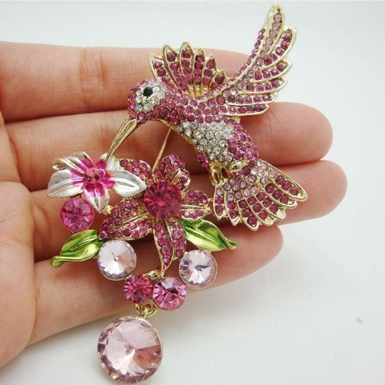 Spille & Fermagli: Rosa Kolibri Brosche Swarovski Elements Broche Colibri – Nuovo e nell'imballaggio originale da Prilly venduto da ilyria73 1