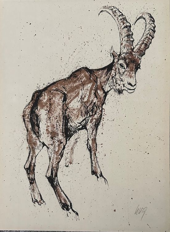 Grafica & Litografie: Fritz Hug (1921-1989) >> Steinbock>> – Usato da Hinwil venduto da Chnap