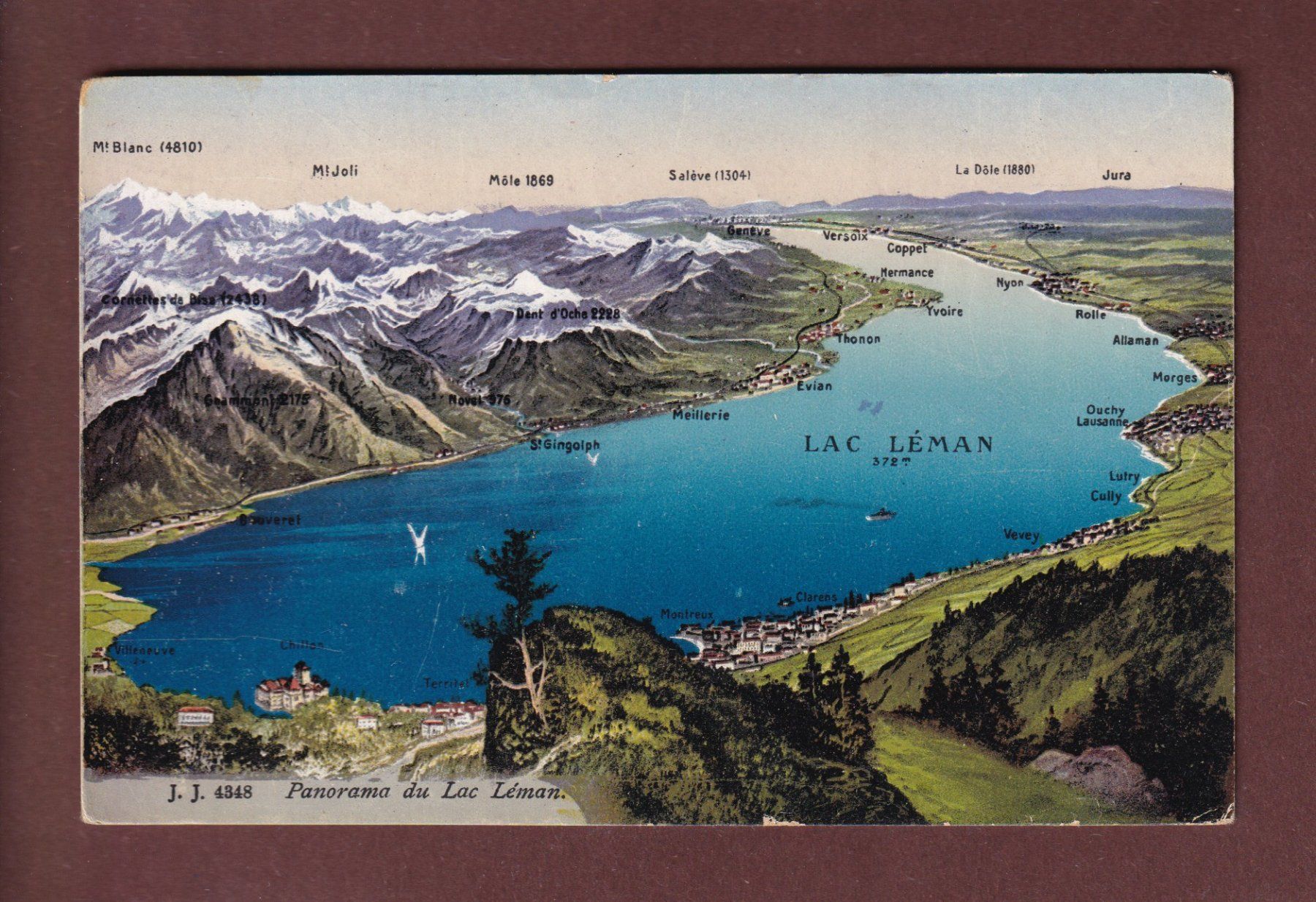 Cartoline postali: Panorama du LAC LEMAN - 1921 – Usato da Pully venduto da nicecards-shop