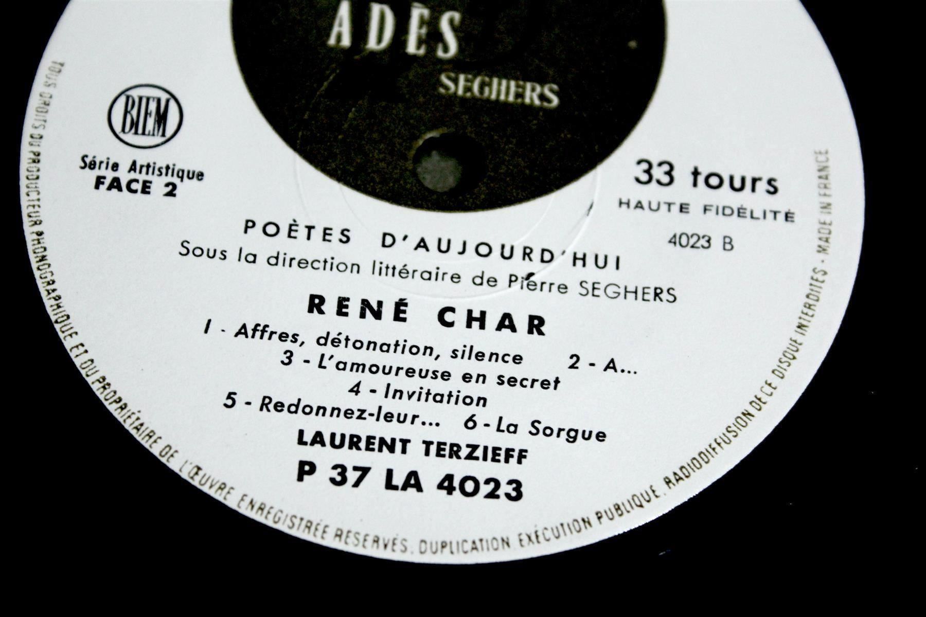 CD: RENE CHAR: Dit Par Laurent Terzieff – Usato da Bern venduto da vinyl-heaven 2