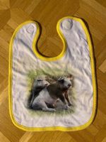 Baby Latz mit Schwein Motiv weiss gelb