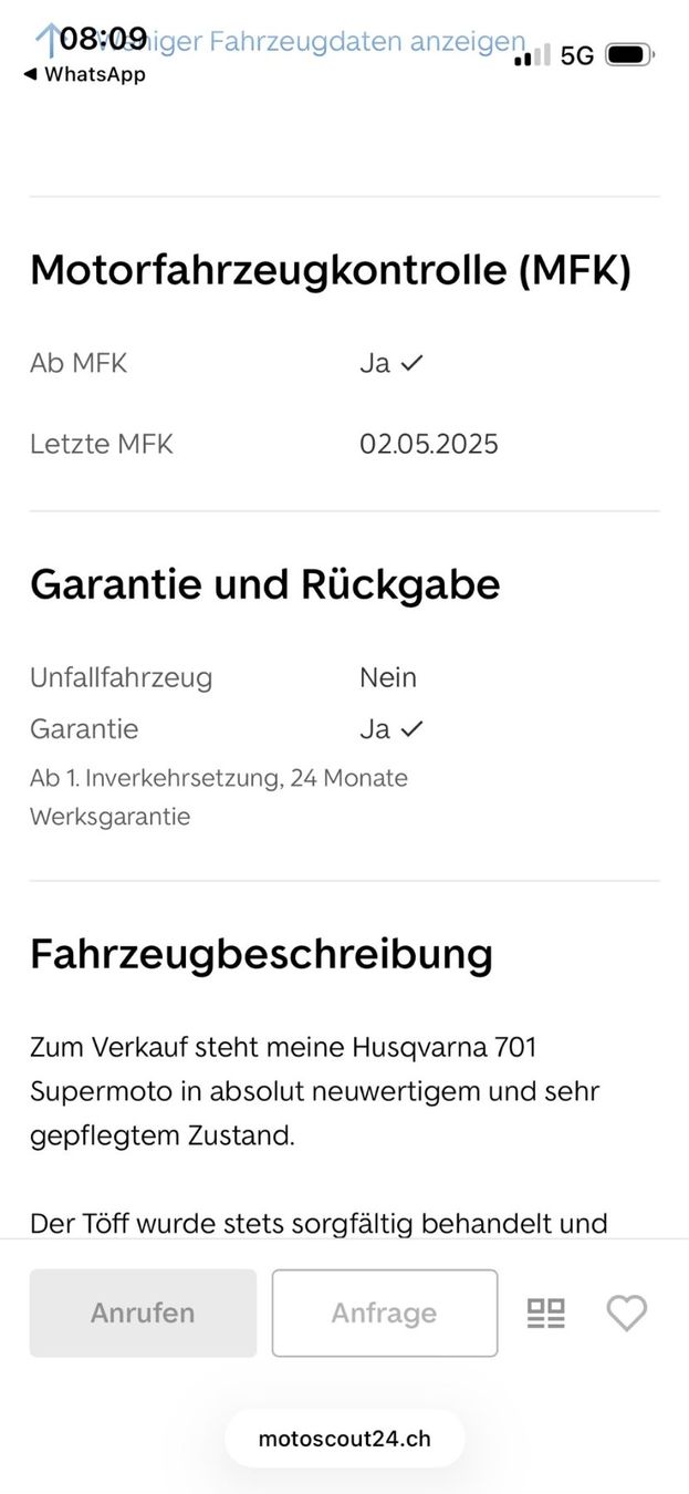 Husqvarna Strasse: Husqvarna 701 Supermoto – Neu (gemäss Beschreibung) aus Fällanden von Krisch187 9