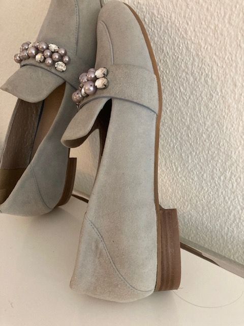 Walder Scarpe da donna: 184 von Walder Loafer, Wildleder, hellblau, Grösse 39 – Usato da Horgen venduto da Willdichhaben 1