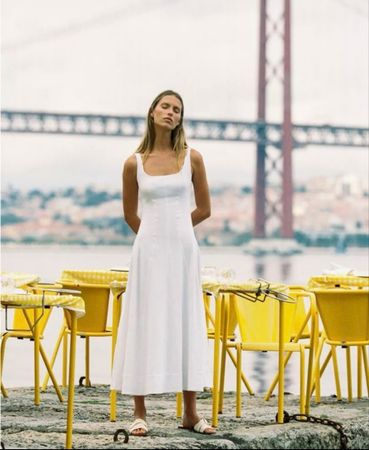 Zara Sommerkleid Weiss Leinen-Mix Gr. S Neu mit Etikett