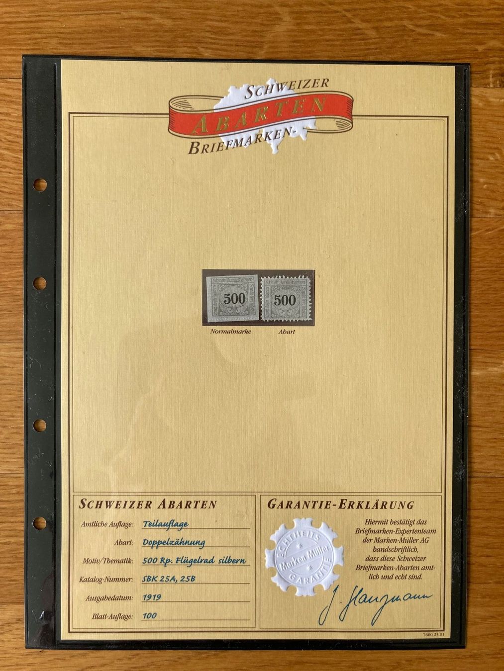 Tutti i francobolli: Schweizer Briefmarken Abarten 500 Rp. Flügelrad silbern – Usato da Mönchaltorf venduto da Tschibi