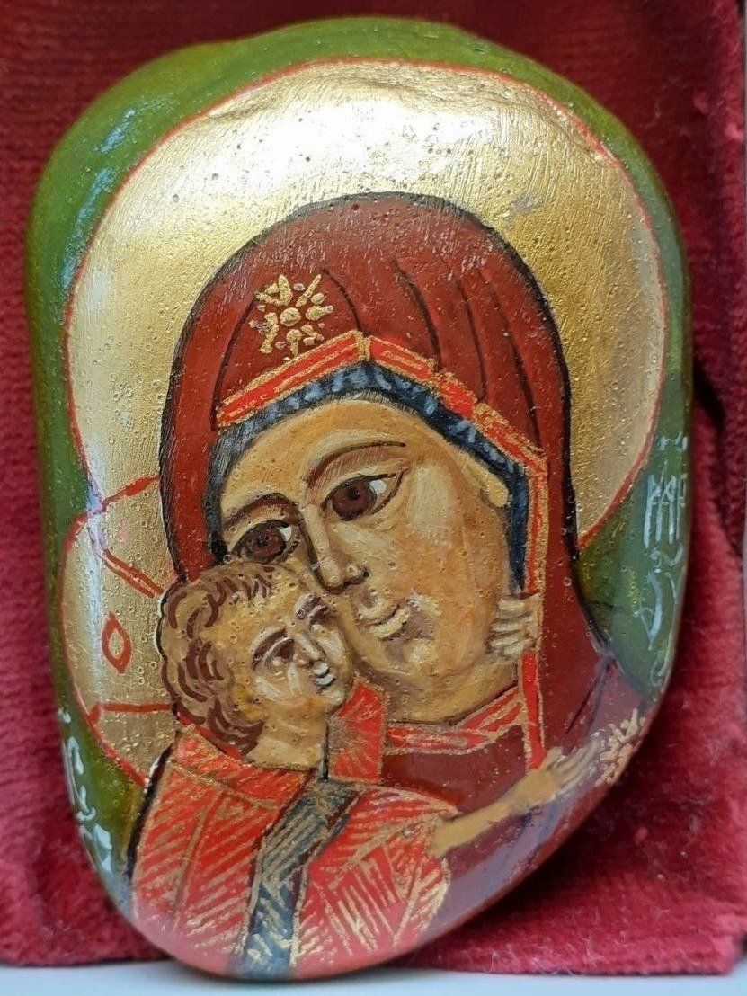 Dipinti: auf Stein gemalte orthodoxe Maria – Usato da Mörschwil venduto da antiksalon 2