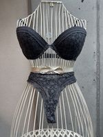Elegantes Dessous-Set, grau, mit Spitze, Grösse 75B