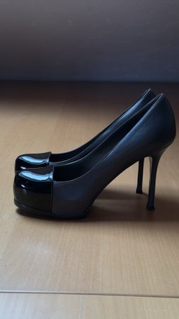 YSL Platform Pumps Black Leather, EU 40, WIE NEU 