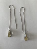 Boucles d’oreilles argentées cabochon jaune en verre