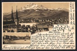 Litho Luzern, Schweizerhofquai und Stadt