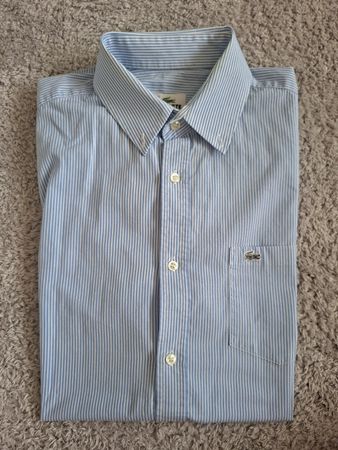 Chemise Lacoste rayée bleu et blanc taille M