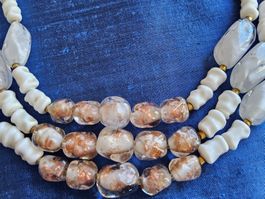 Vintage Murano 3strängige Glas Halskette Collier, ca 1950