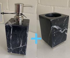 Set Seifenspender + Zahnputzbecher echter Marmor  h&m home