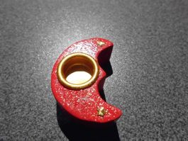 Kerzenständer Mond rot/goldig, klein