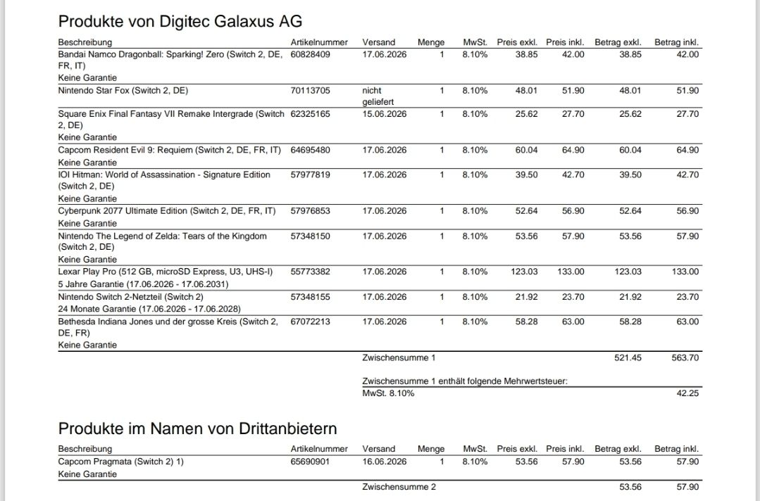 Nintendo Console: Nintendo Switch 2 inkl. Games & Zubehör – Nuovo (secondo la descrizione) da Hedingen venduto da Kyuubito 5