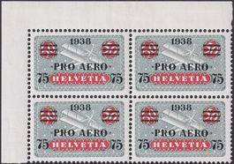 1938, F38 im ** postfrischen Viererblock, Rarität! 80'000.-+