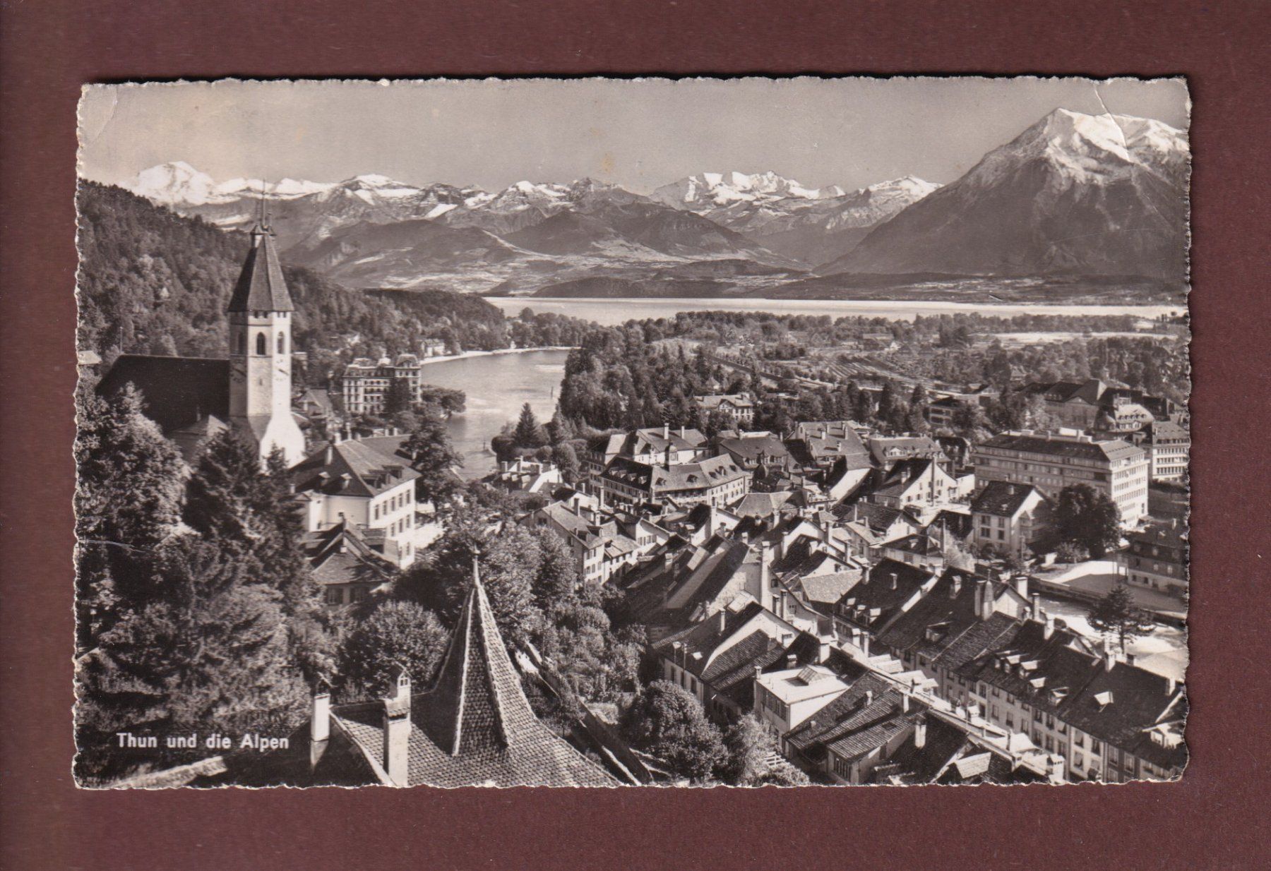 Cartoline postali: THUN und die Alpen - 1946 // Eckbug // – Usato da Pully venduto da nicecards