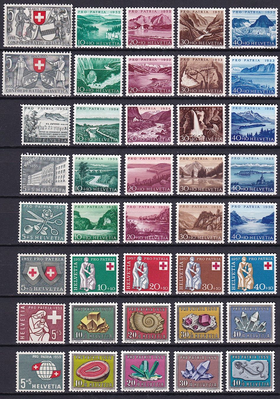 Tutti i francobolli: PP 1952-1959, postfrisch**, Kat. 121.-. – Nuovo (secondo la descrizione) da Richterswil venduto da Dyaris2025