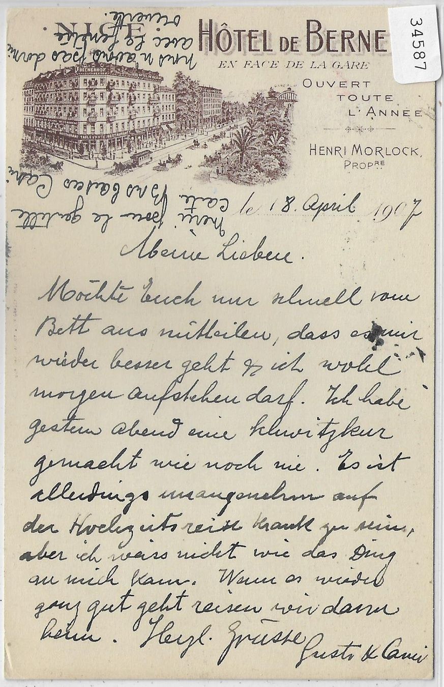 Cartoline postali: Nice - Hotel de Berne (Bernerhof) Litho – Usato da Ettingen venduto da Kartenplanet