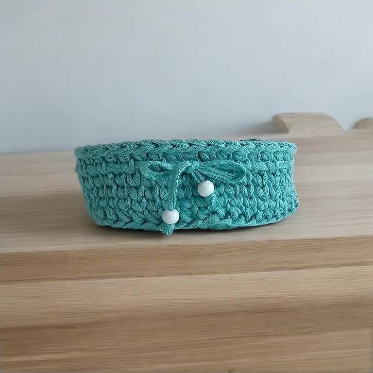 Altro per la casa: Dekokorb mit Schleife 100% Baumwolle Handgemacht Geschenk – Nuovo (secondo la descrizione) da Flawil venduto da Haekelwunsch.ch 3
