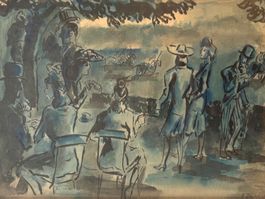 💚 ORIGINAL AQUARELL BLAUE PHASE A. BAGATELLO 💚 1939