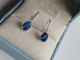 Ohrringe 925 Silber dunkelblauen Zirkon