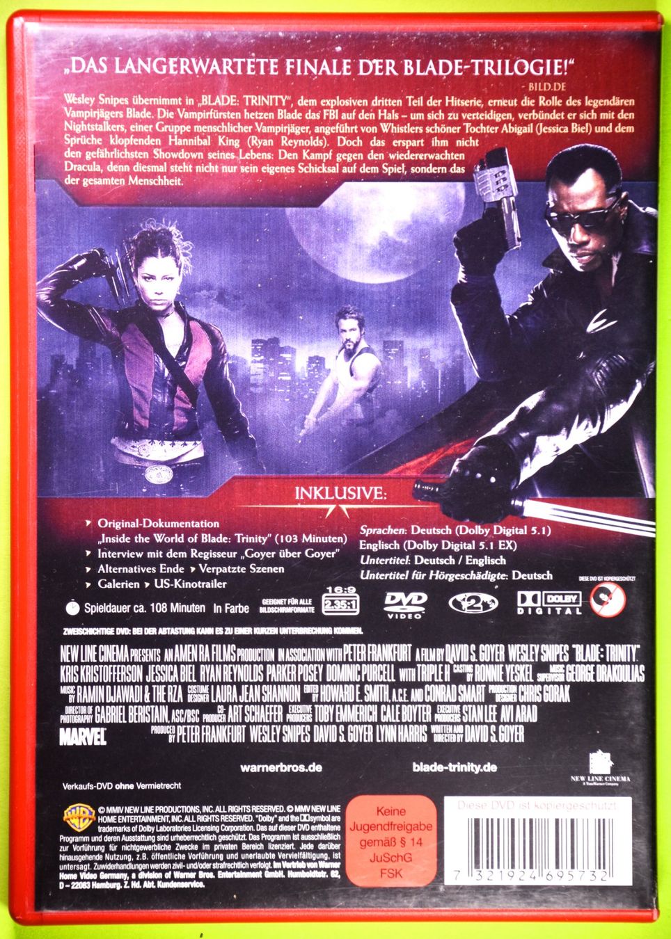 Tutti i DVDs: BLADE TRINITY  /  JESSICA BIEL  /  RYAN REYNOLDS  (2 DISC'S) – Nuovo (secondo la descrizione) da Luzern venduto da piro12 1