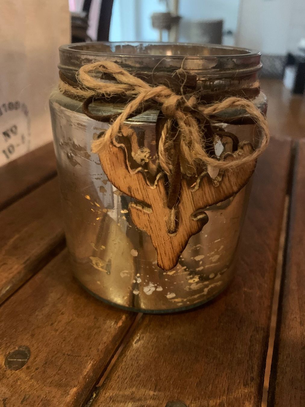 Portacandele: Windlicht Glas mit Hirsch-Motiv, Bauernsilber – Usato da St. Gallen venduto da Miousch 3