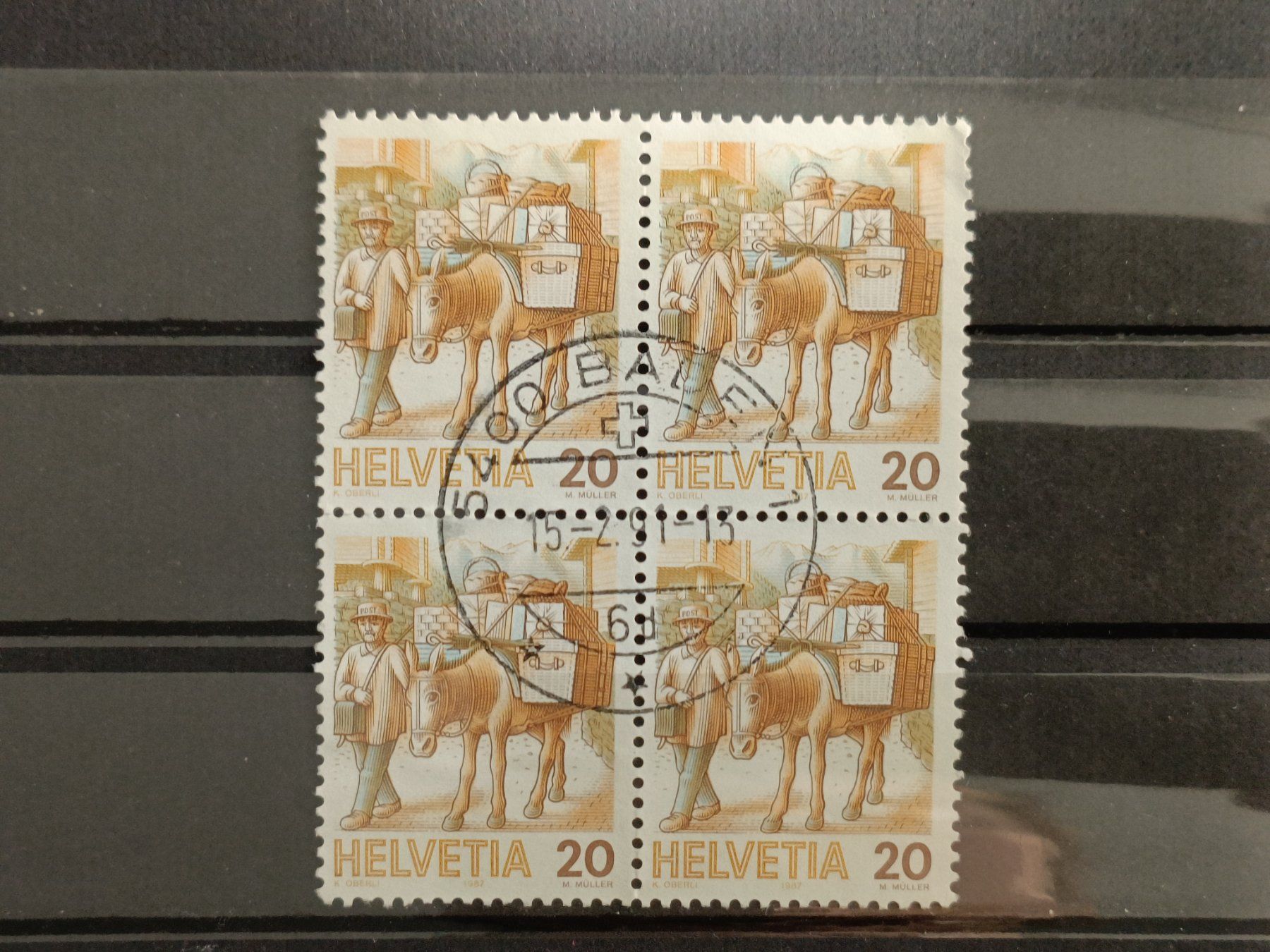 Tutti i francobolli: 1987 Maultierpost Viererblock Vollstempel – Usato da Dübendorf venduto da goeggi79