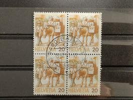 1987 Maultierpost Viererblock Vollstempel