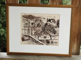 Uzzell Glyn 1930-2014 Tusche Zeichnung Belsize Park 1955 sig