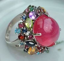 Ring mit Edelsteinen Damen Silber Grösse 59 neu