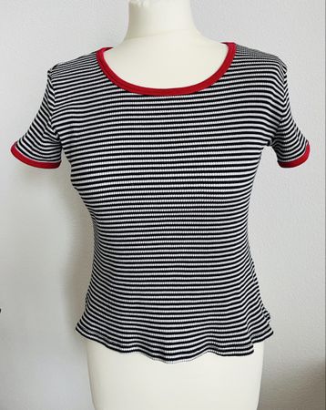 Gestreiftes Shirt, schwarz/weiss, Grösse S/M