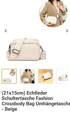Beige Umhängetasche / Crossbody Bag aus Leder, neu