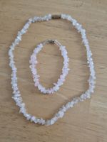 Rosenquarz Set Halskette und Armband Edelstein Schmuck