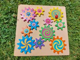 Puzzle en bois engrenages enfant jeu éducatif