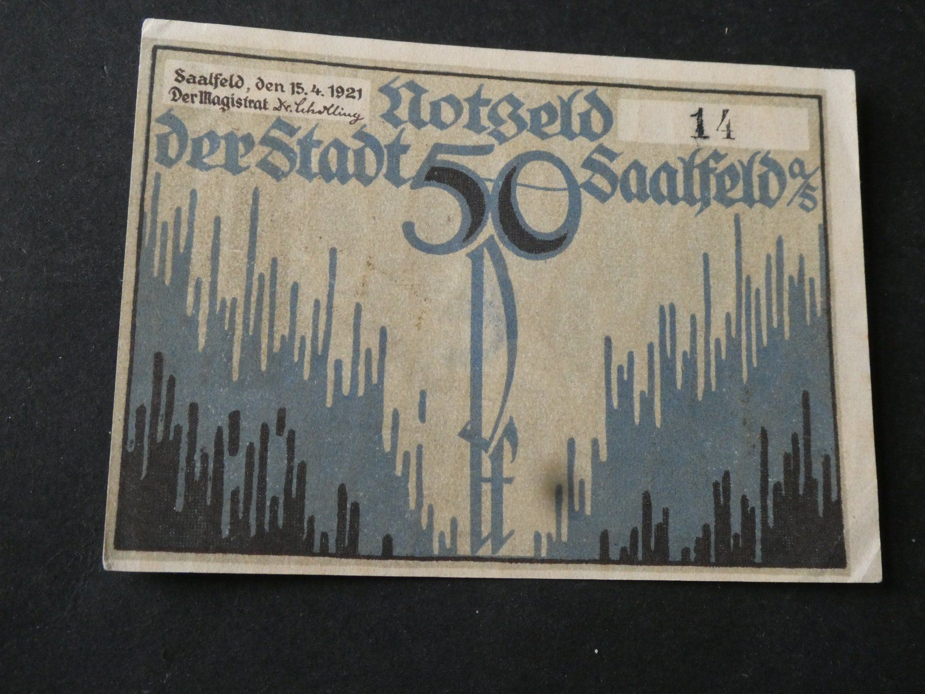 Banknoten: Dt. Reich, Saalfeld - Notgeldschein – Gebraucht aus Hinterforst von Rohusri