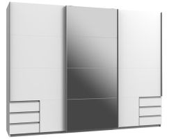 Grosser Kleiderschrank mit Spiegeltür, im Weiss wie neu