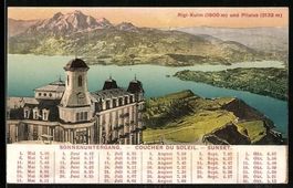 Rigi-Kulm, Blick auf Hotel und Pilatus b