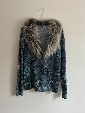 Vintage Blumarine Cardigan mit Fellkragen