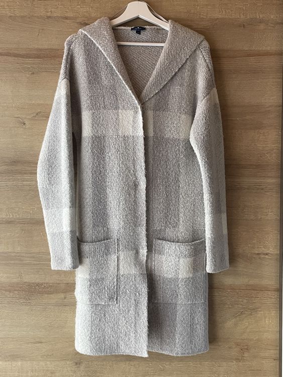 TOM TAILOR 1038695 Cardigan, 33799-Design Grigio con spruzzatura Bianca, M Donna