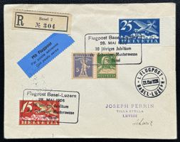 Flugpost 1926 Basel-Luzern 10 J. Mustermesse