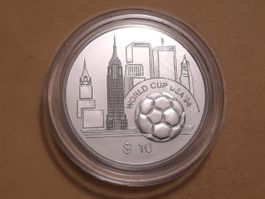 Ostkaribische Staaten 10 Dollar "USA WM 1994" Silber **RAR**