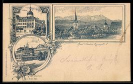 Lithographie Gais, Gasthof zum Ochsen, Gasthof zur Krone, To