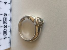 Silber Ring, mit Zirkonien, 925-er, Solitär