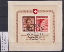 16x) Pro Juventute  Block 1941, auf Papier, sehe Scan