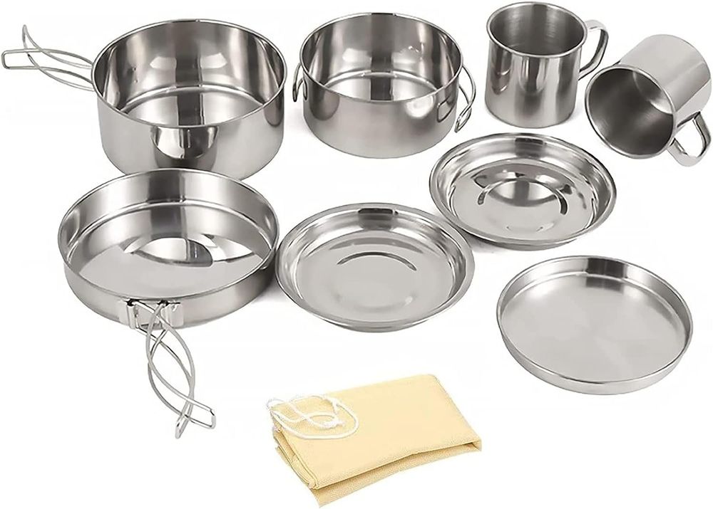 Ifundom Camping Kochgeschirr Set Edelstahl - Komplettset Mit Töpfen Und Pfanne Für Outdoor