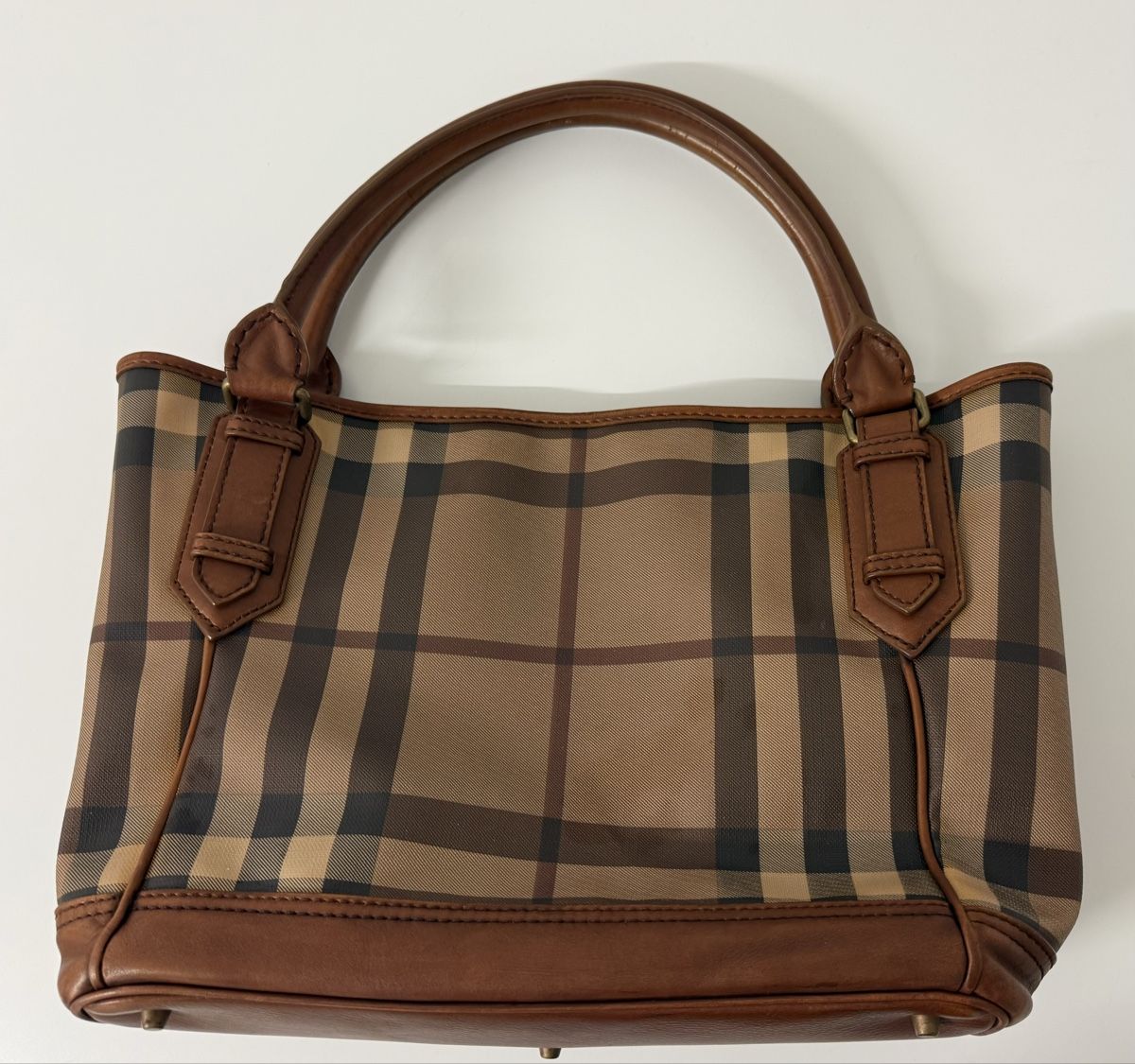Burberry Borse da donna: Burberry Handtasche Check Nova Leder Braun – Usato da Zürich venduto da daki81