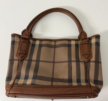 Burberry Handtasche Check Nova Leder Braun 